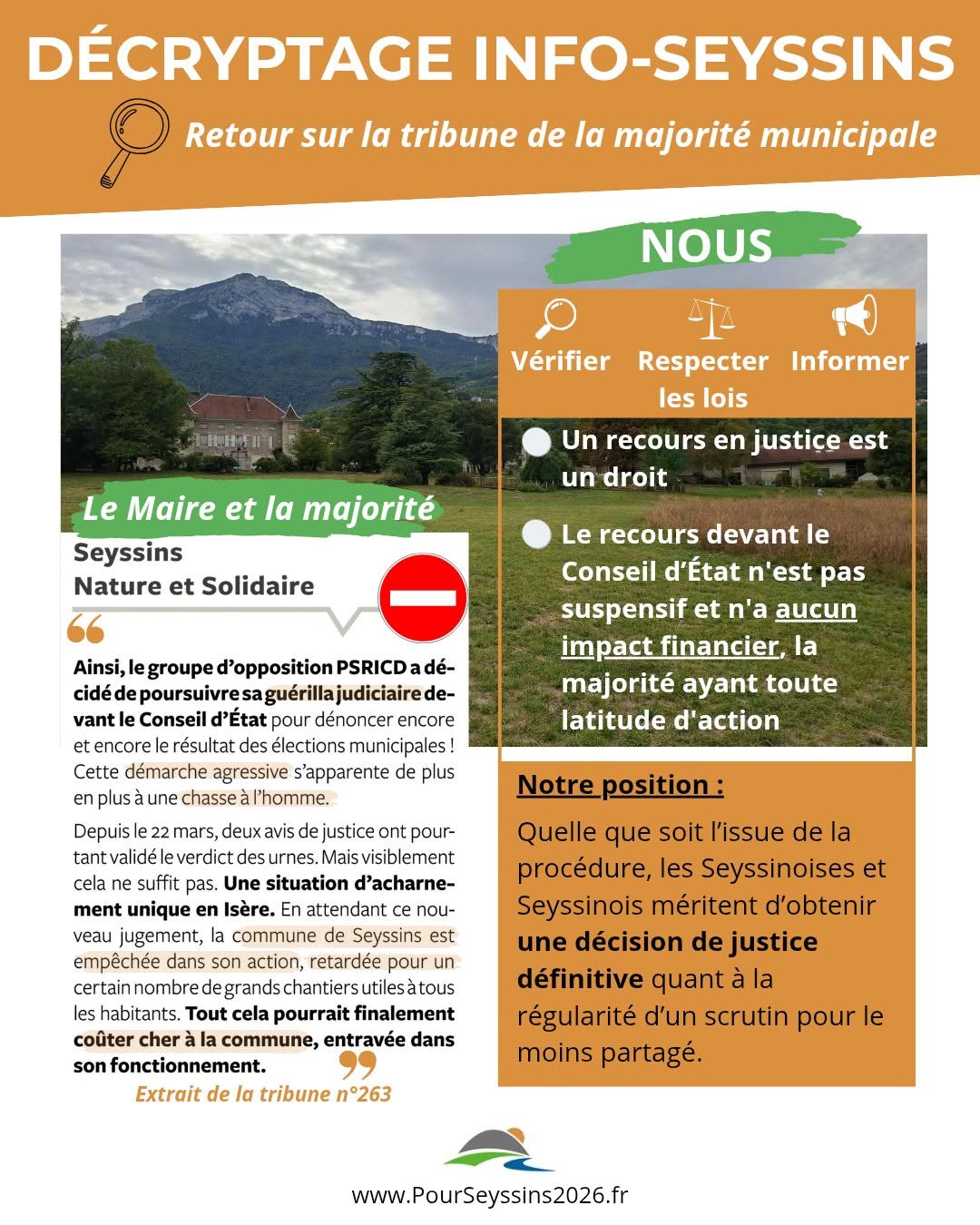 Réponse à la Tribune dans Info Seyssins de Septembre et Octobre 2026